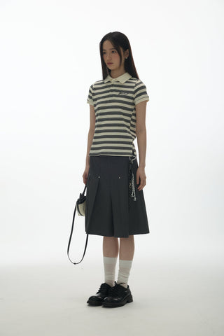 [YAWHAT] rivet pleated shorts