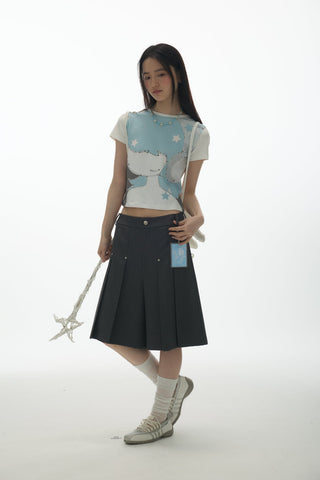 [YAWHAT] rivet pleated shorts