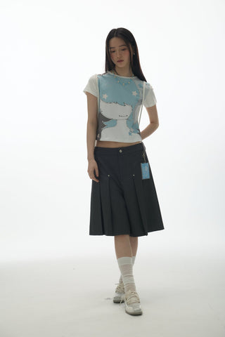 [YAWHAT] rivet pleated shorts