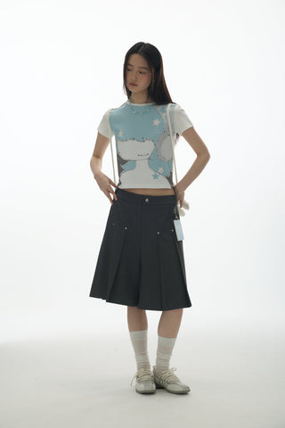 [YAWHAT] rivet pleated shorts