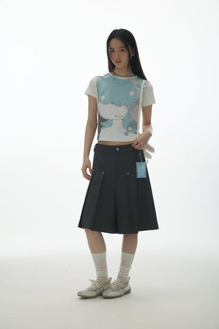 [YAWHAT] rivet pleated shorts
