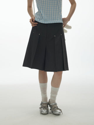 [YAWHAT] rivet pleated shorts