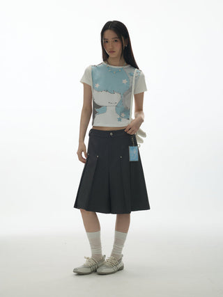 [YAWHAT] rivet pleated shorts