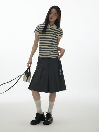 [YAWHAT] rivet pleated shorts