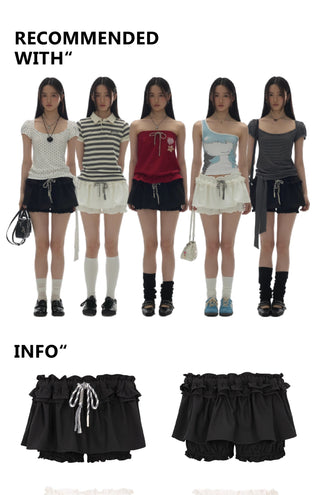[YAWHAT] lace drawstring skirt