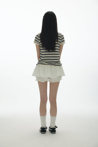 [YAWHAT] lace drawstring skirt