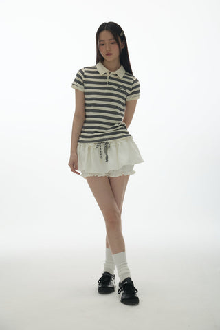 [YAWHAT] lace drawstring skirt