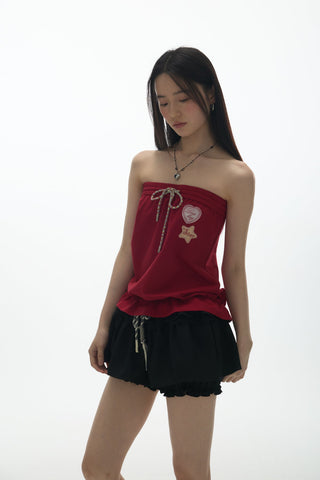 [YAWHAT] lace drawstring skirt