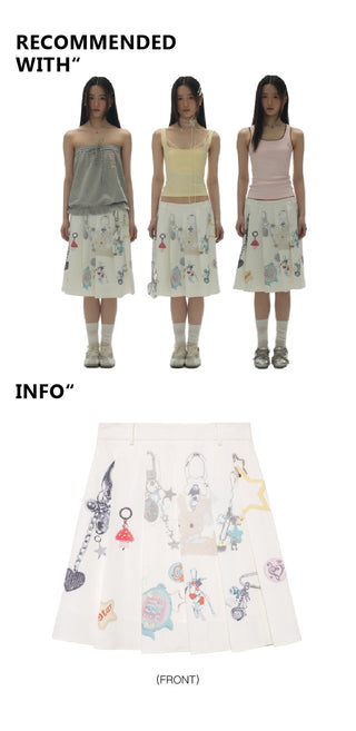 [YAWHAT] pendant pleated skirt