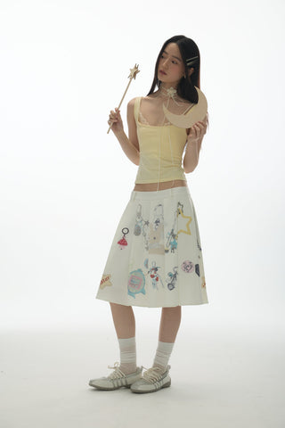 [YAWHAT] pendant pleated skirt