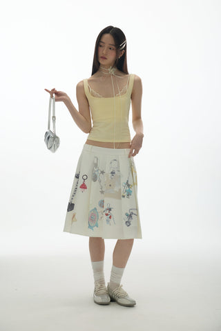 [YAWHAT] pendant pleated skirt
