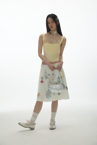 [YAWHAT] pendant pleated skirt