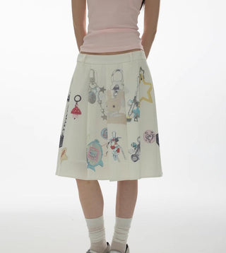 [YAWHAT] pendant pleated skirt