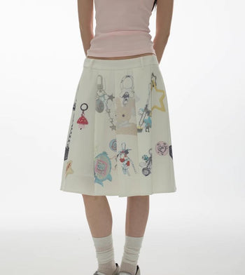 [YAWHAT] pendant pleated skirt