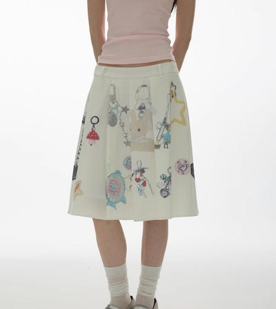 [YAWHAT] pendant pleated skirt