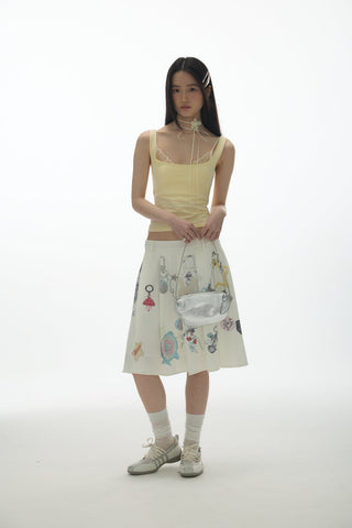 [YAWHAT] pendant pleated skirt