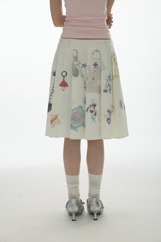 [YAWHAT] pendant pleated skirt