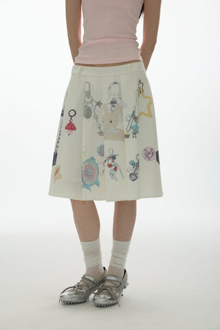 [YAWHAT] pendant pleated skirt