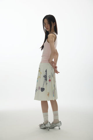 [YAWHAT] pendant pleated skirt