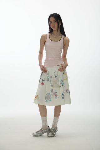 [YAWHAT] pendant pleated skirt