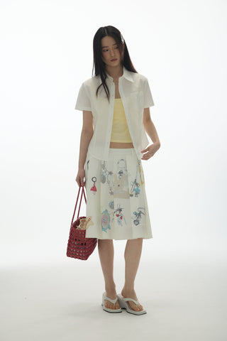 [YAWHAT] pendant pleated skirt