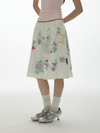 [YAWHAT] pendant pleated skirt