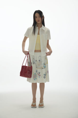 [YAWHAT] pendant pleated skirt