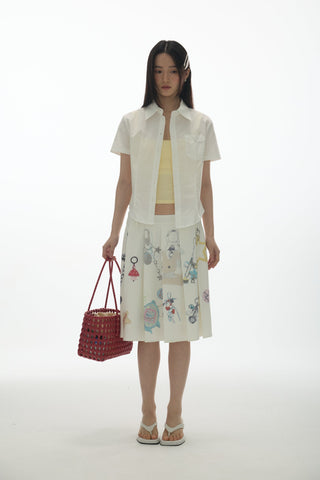 [YAWHAT] pendant pleated skirt