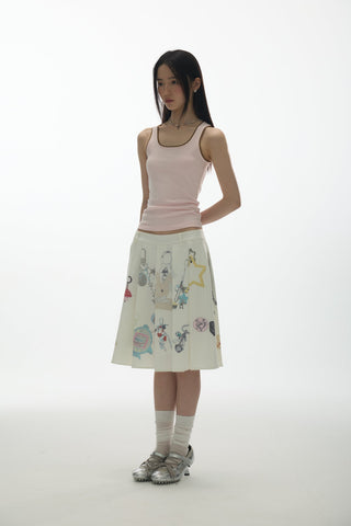 [YAWHAT] pendant pleated skirt