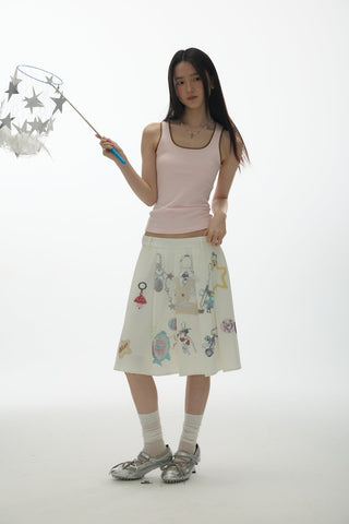 [YAWHAT] pendant pleated skirt