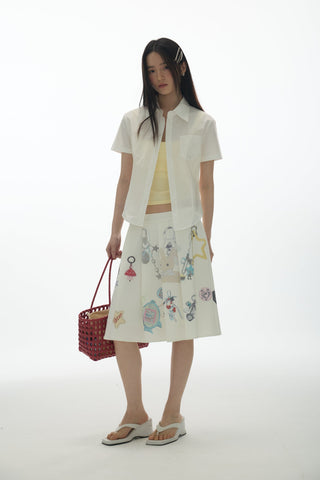 [YAWHAT] pendant pleated skirt