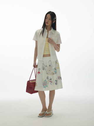 [YAWHAT] pendant pleated skirt