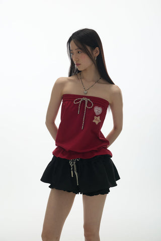 [YAWHAT] print one-shoulder top