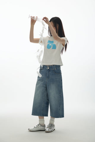 [YAWHAT] logo print tee