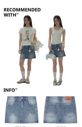 [YAWHAT] rhinestone skirt