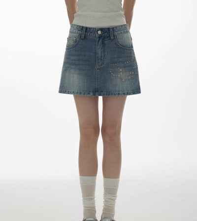 [YAWHAT] rhinestone skirt