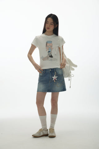 [YAWHAT] rhinestone skirt