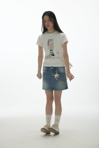 [YAWHAT] rhinestone skirt