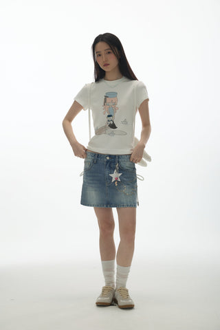 [YAWHAT] rhinestone skirt