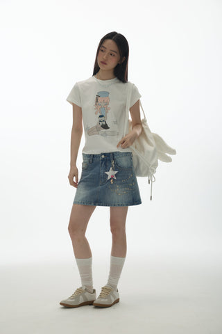[YAWHAT] rhinestone skirt