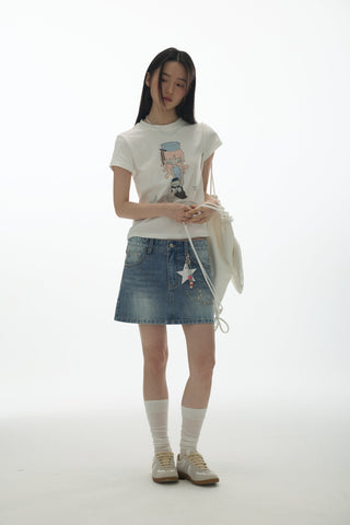 [YAWHAT] rhinestone skirt