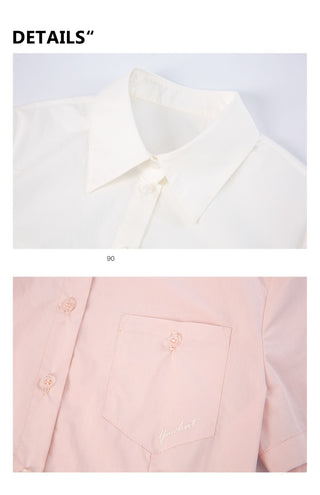 [YAWHAT] embroidered short shirt