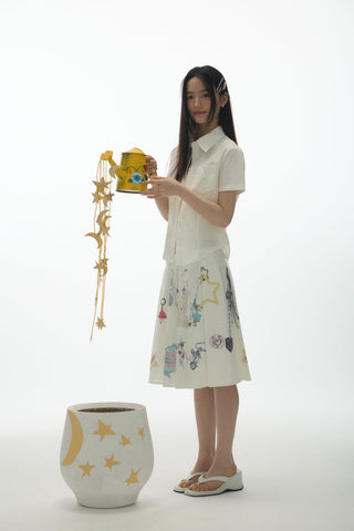[YAWHAT] embroidered short shirt