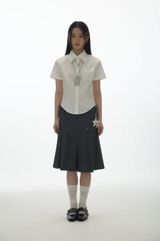 [YAWHAT] embroidered short shirt