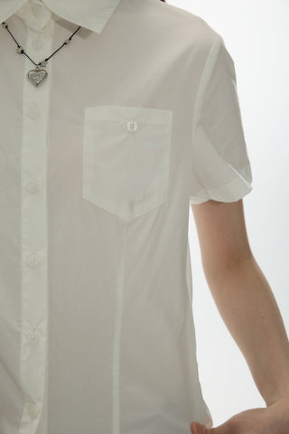 [YAWHAT] embroidered short shirt