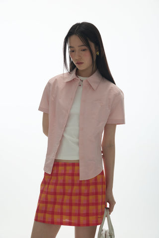[YAWHAT] embroidered short shirt