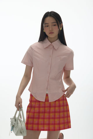 [YAWHAT] embroidered short shirt