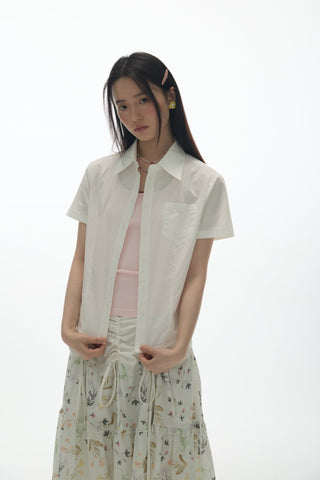 [YAWHAT] embroidered short shirt