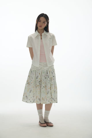 [YAWHAT] embroidered short shirt