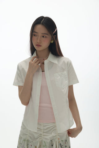 [YAWHAT] embroidered short shirt